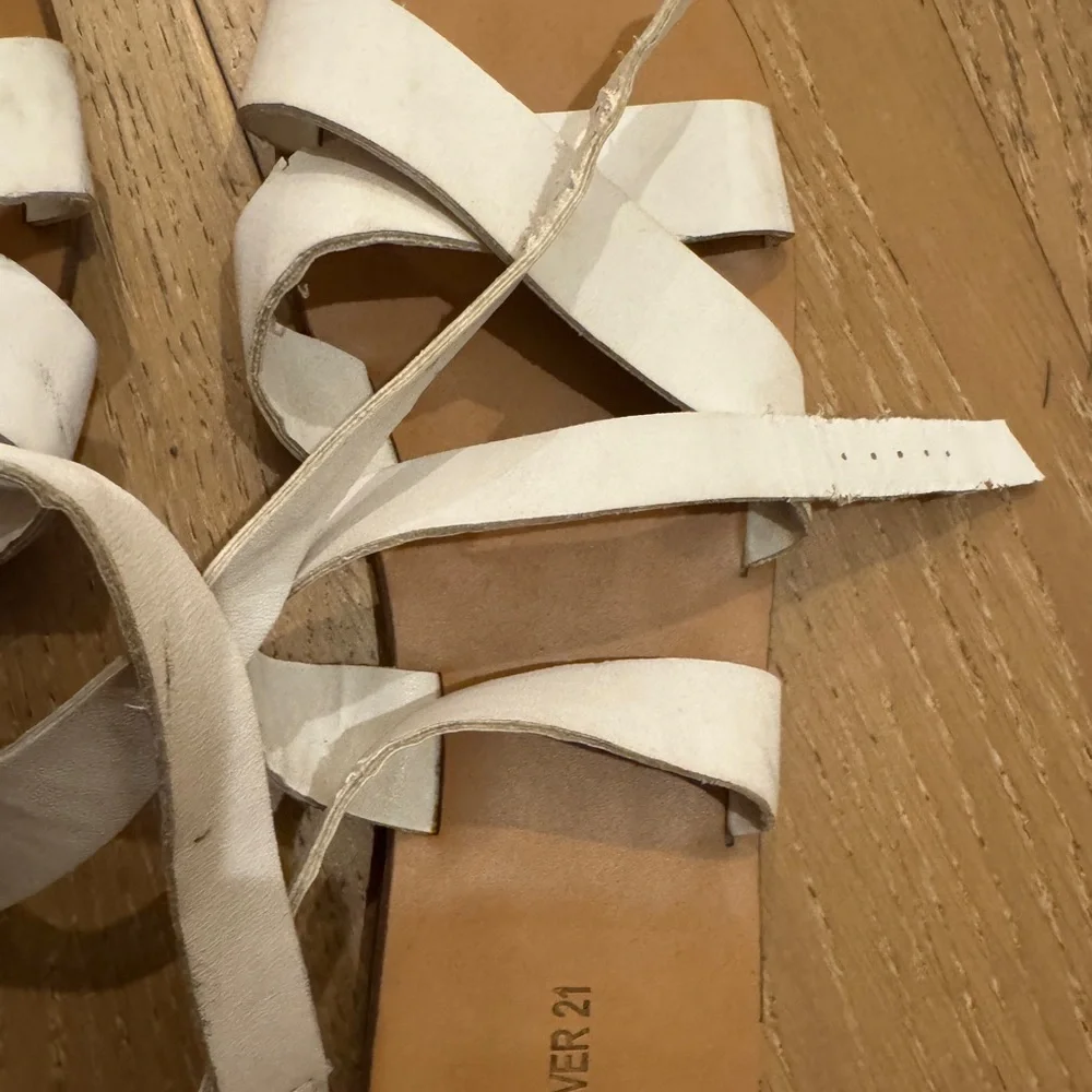 Forever 21 White and Tan Strappy Sandals